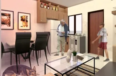 Interior render (living/dining/kitchen)